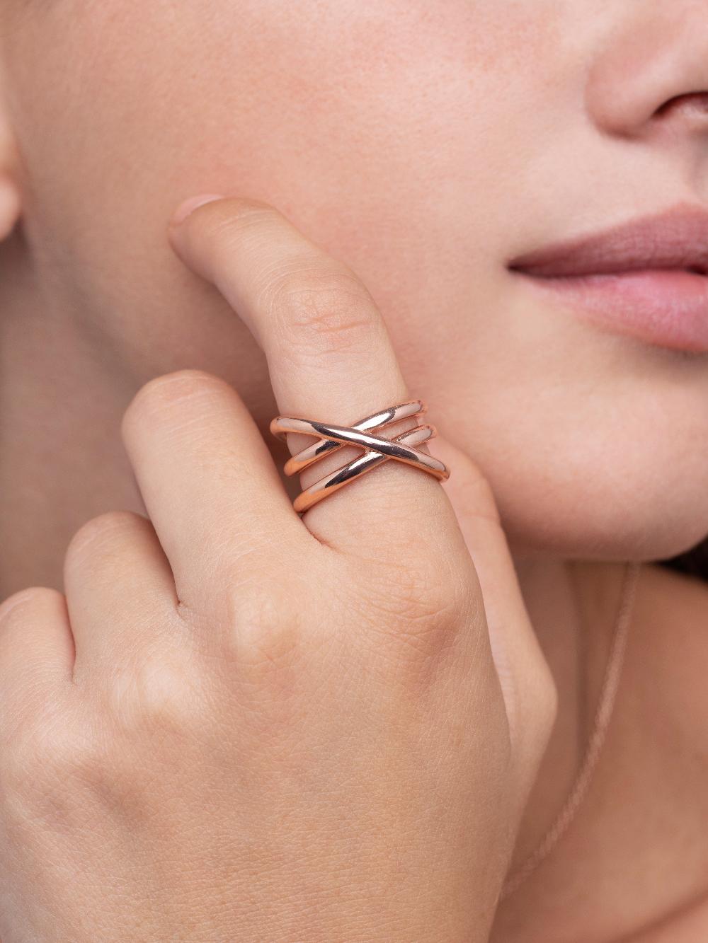 singularu Anillo Trinity Baño Oro Rosa Descuento