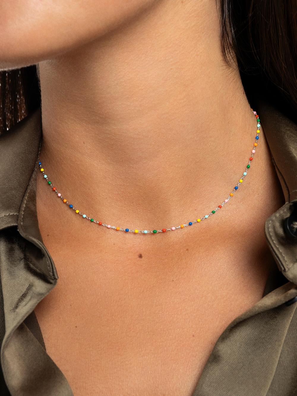 singularu Collar Dots Colors Enamel Plata Tienda