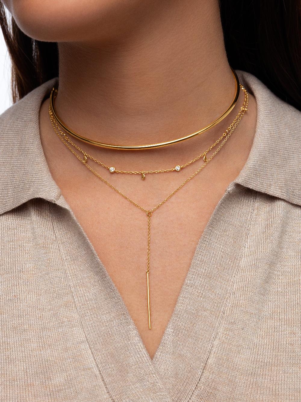 singularu Collar Mini Spark Drop Plata Baño Oro Liquidación