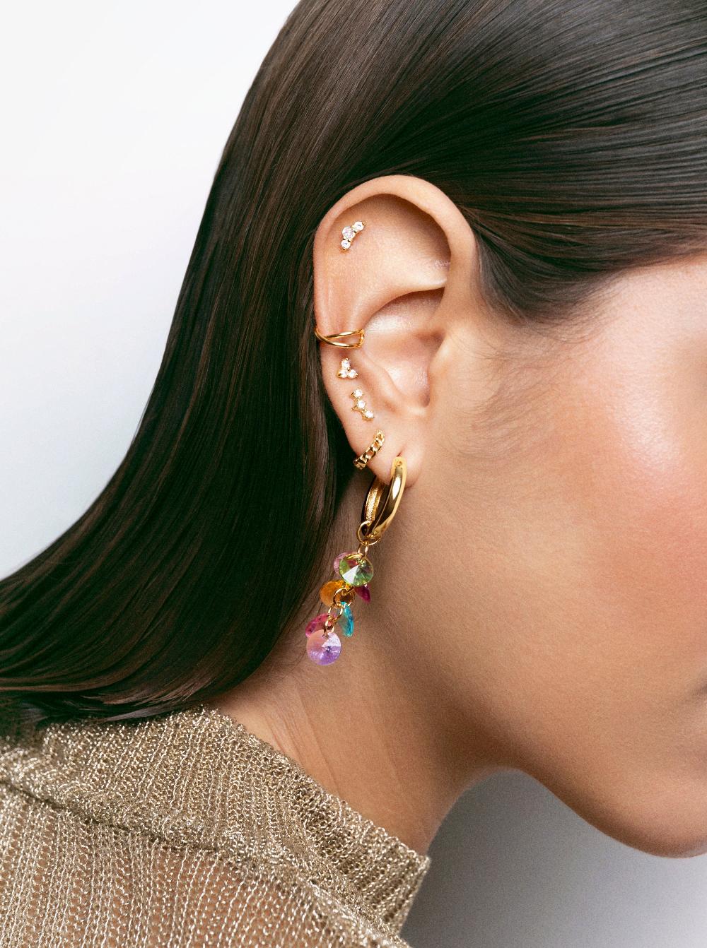 singularu Pendiente Suelto Ear Cuff Cross Plata Baño Oro Envío gratis