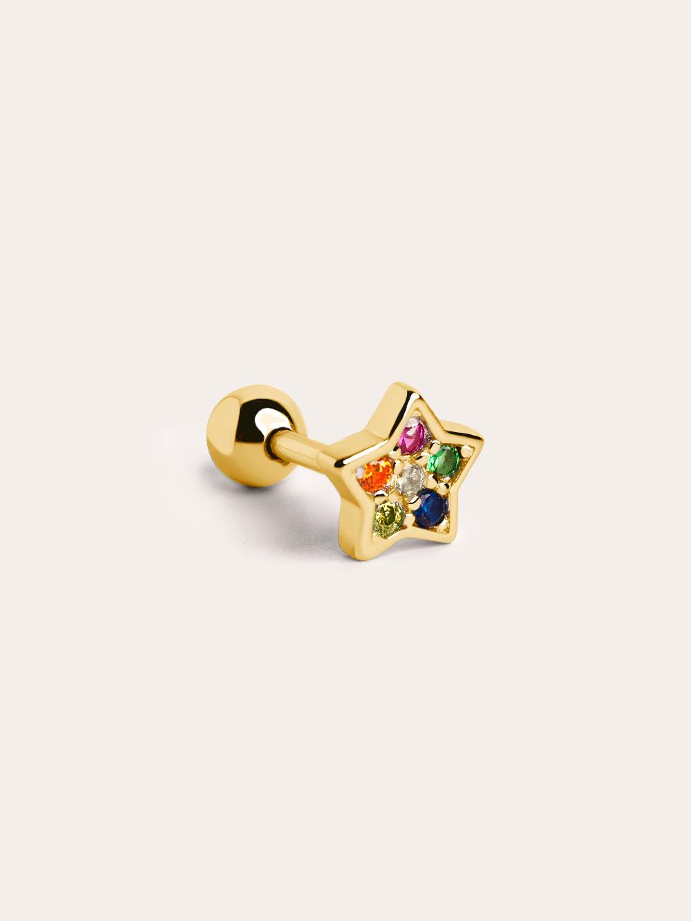 singularu Pendiente Suelto Star Colors Plata Baño Oro Grandes descuentos
