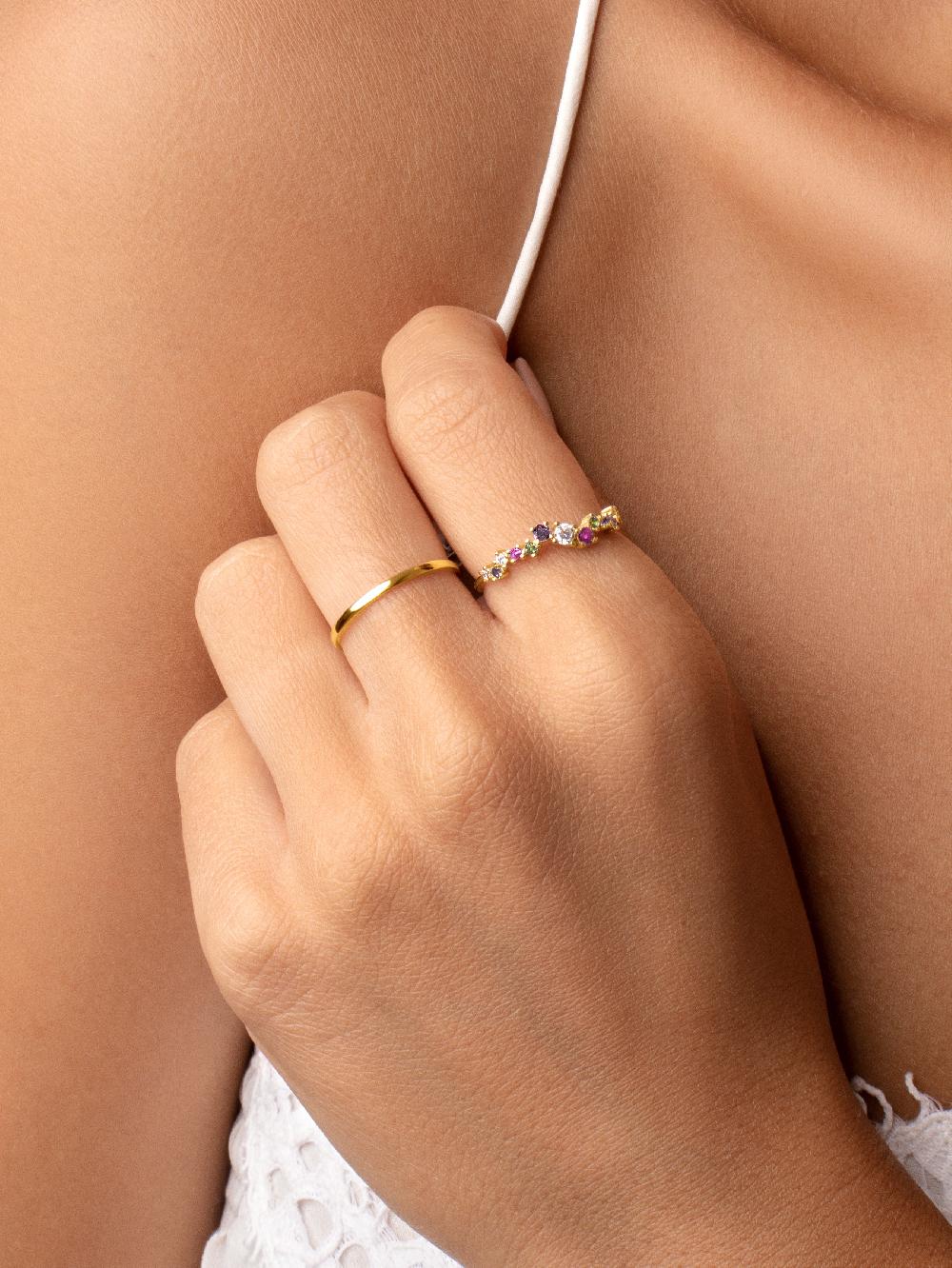 singularu Anillo Estellar Colors Plata Baño Oro En oferta
