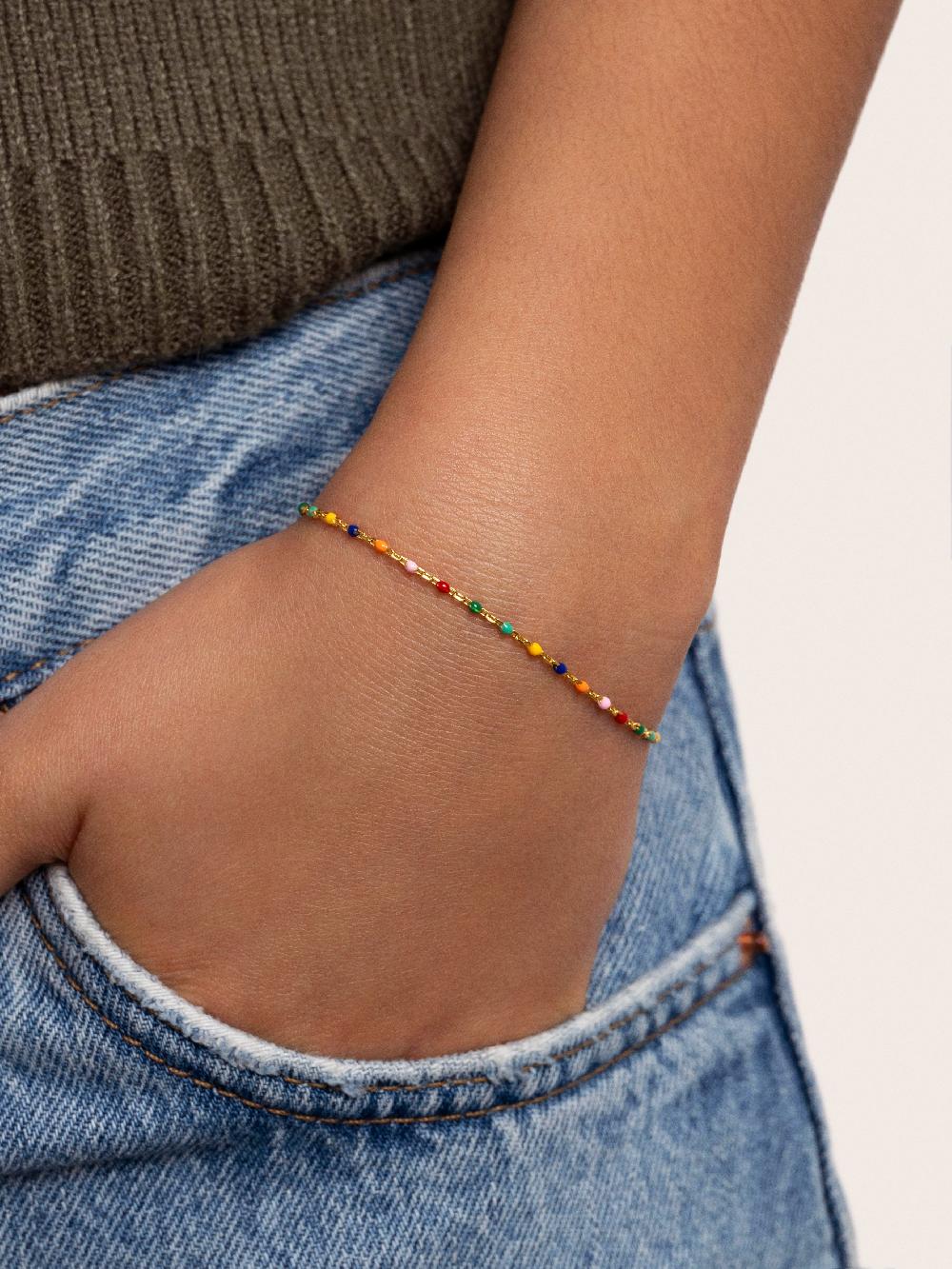 singularu Pulsera Dots Colors Enamel Plata Baño Oro Ofertas especiales