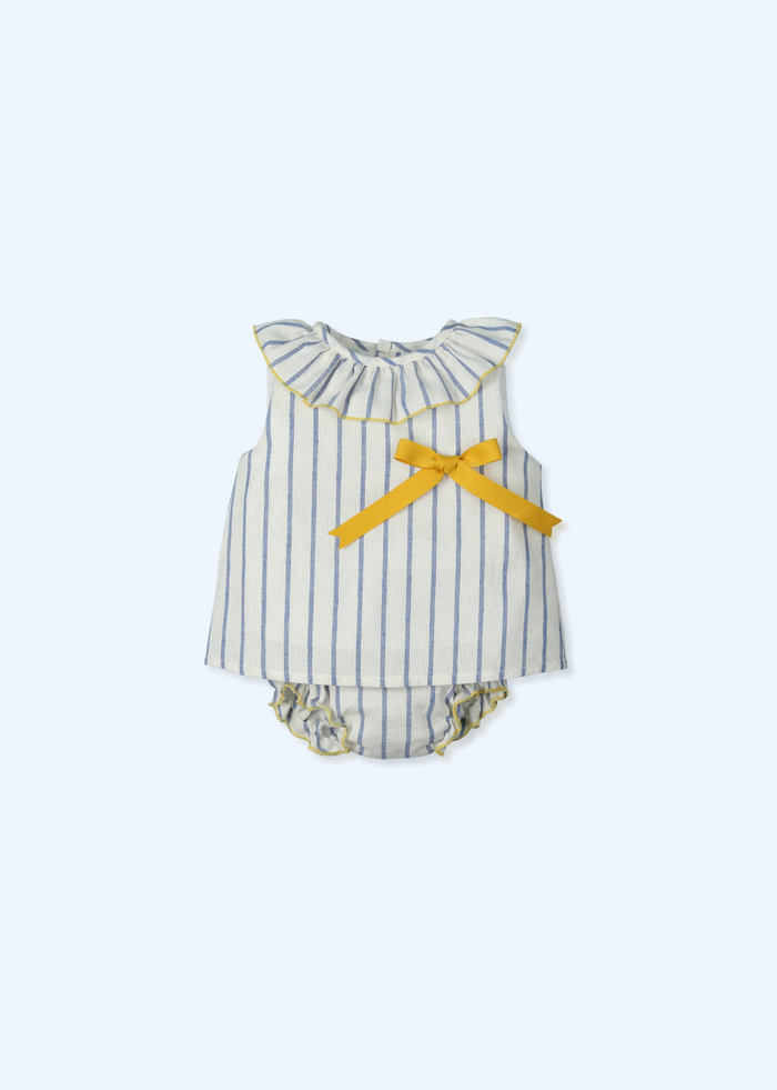 tiamia Jesusin y culotte lino eco rayas con lazo radiant