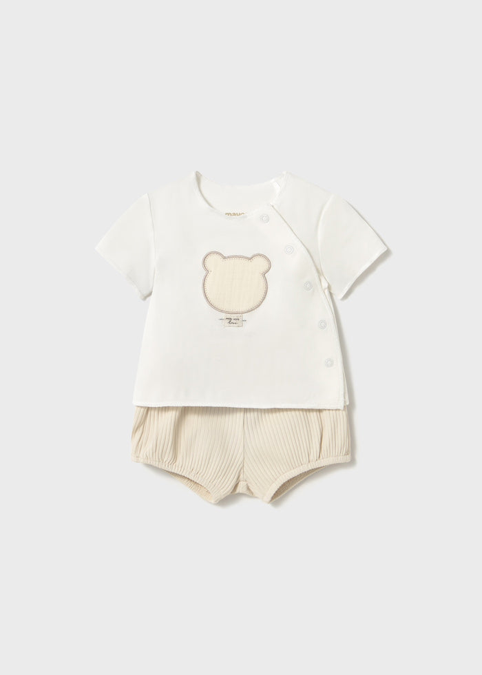 tiamia Conjunto pantalón corto y camiseta osito recién nacido