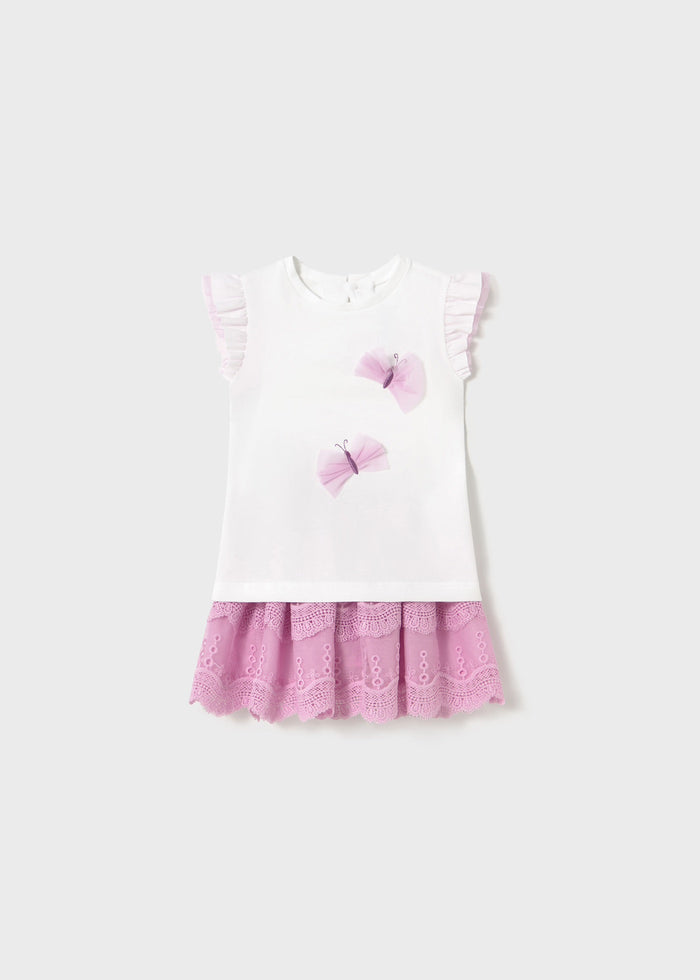 tiamia Conjunto falda tul y camiseta bebé