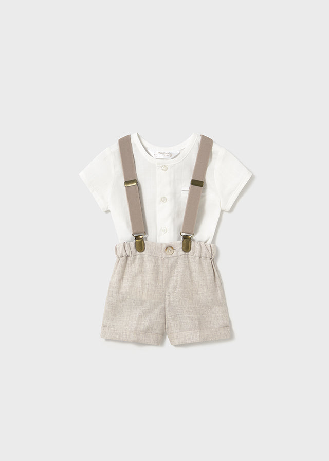 tiamia Conjunto pantalón corto tirantes y camisa recién nacido Envío internacional gratuito