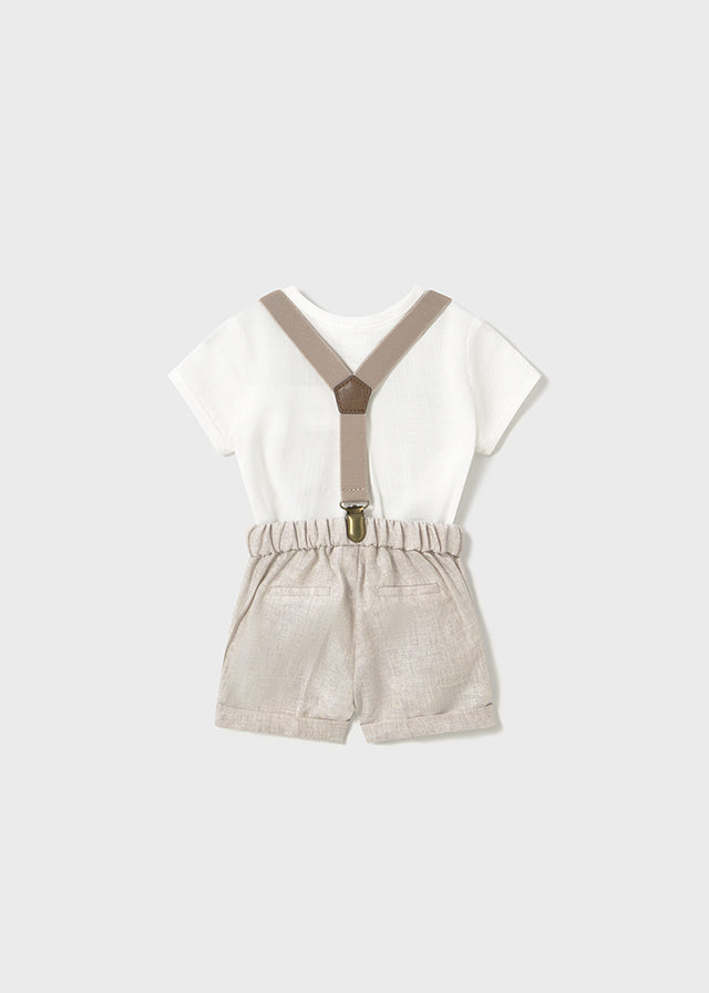 tiamia Conjunto pantalón corto tirantes y camisa recién nacido Envío internacional gratuito