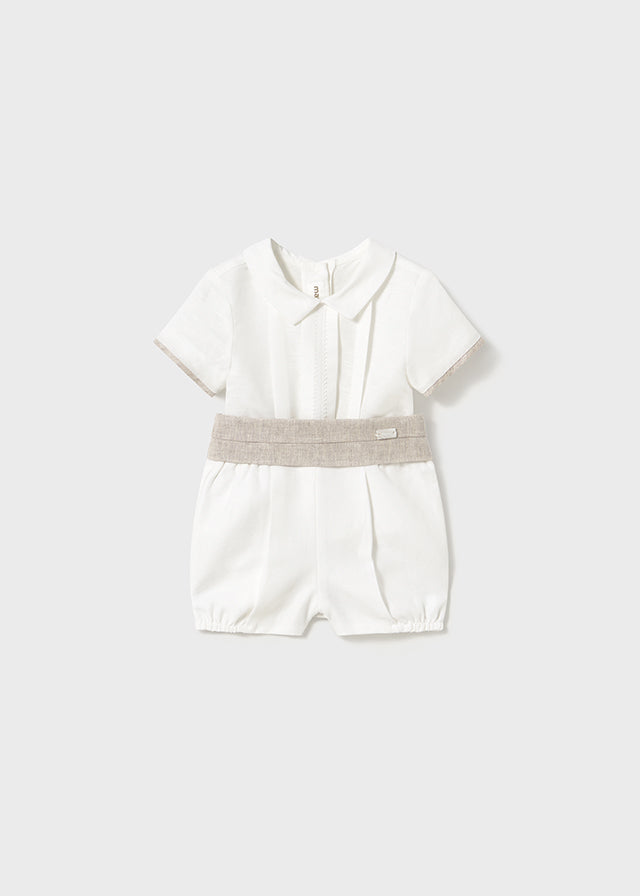 tiamia Conjunto ceremonia pantalón corto y camisa recién nacido
