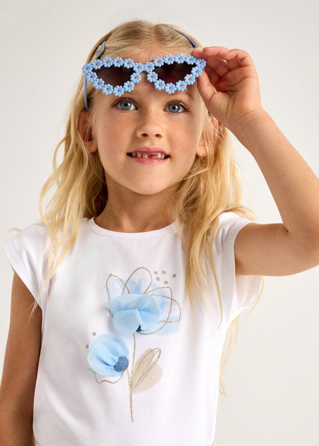 tiamia Camiseta flor relieve niña