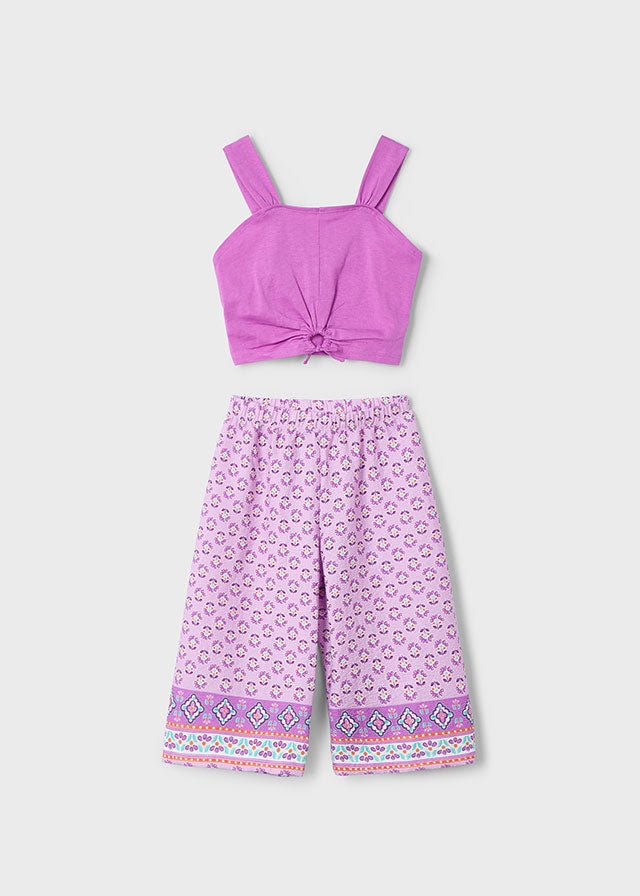 tiamia Conjunto pantalón largo estampado y top niña Limitado a 3 días