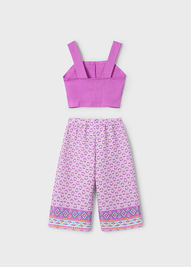 tiamia Conjunto pantalón largo estampado y top niña Limitado a 3 días