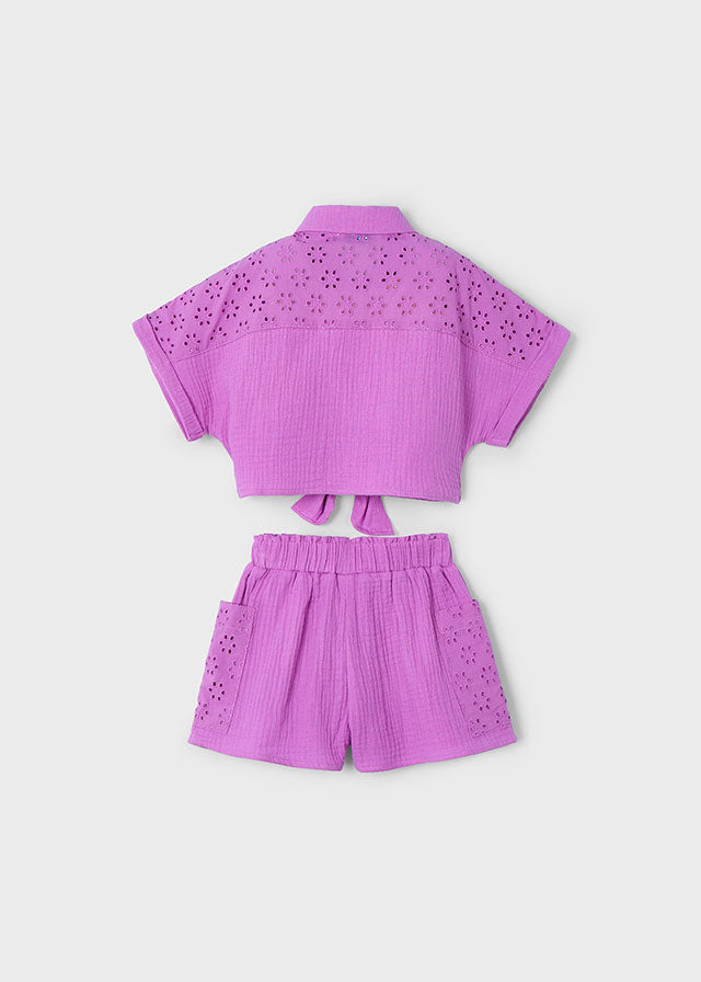 tiamia Conjunto short perforado niña Ahorra y exporta