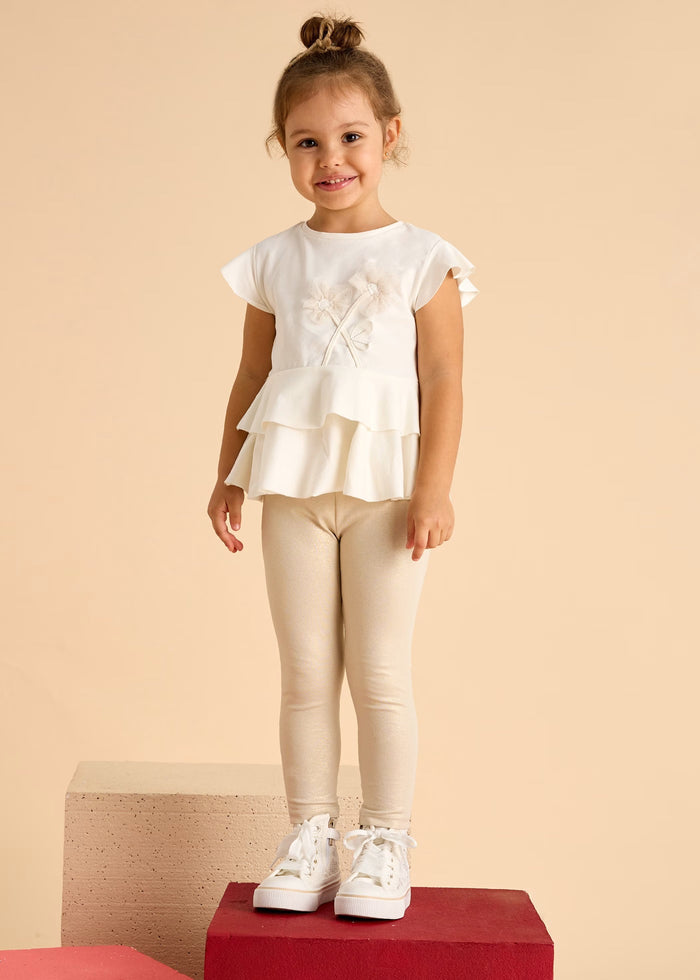 tiamia Conjunto legging tobillero y camiseta flores niña Libre de impuestos