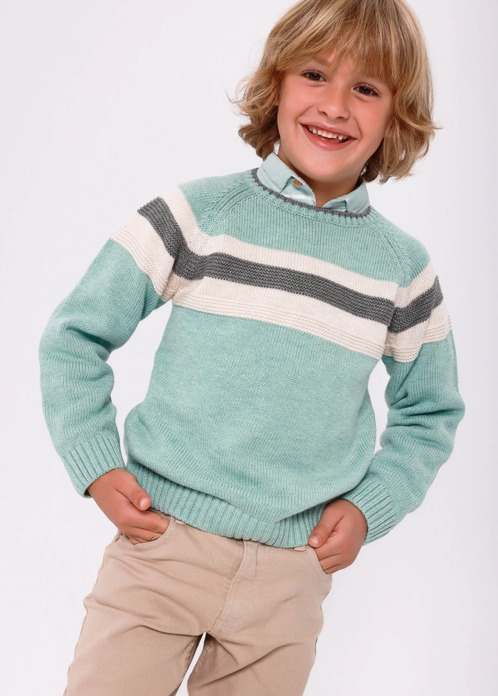 tiamia Jersey tricot rayas verde mar niño