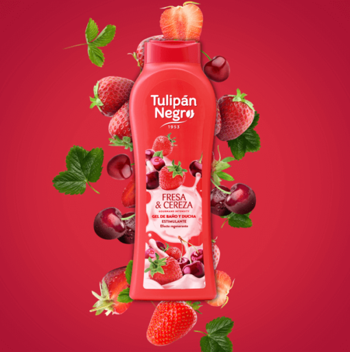 tulipán negro Gel de baño Tulipán Negro Fresa y Cereza 650 ml Grandes ahorros