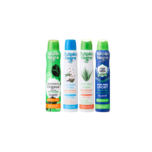 tulipán negro Pack Deo Spray Original Aloe Vera y Jojoba For Men Sport y Algodón y Talco 200 ml Último día