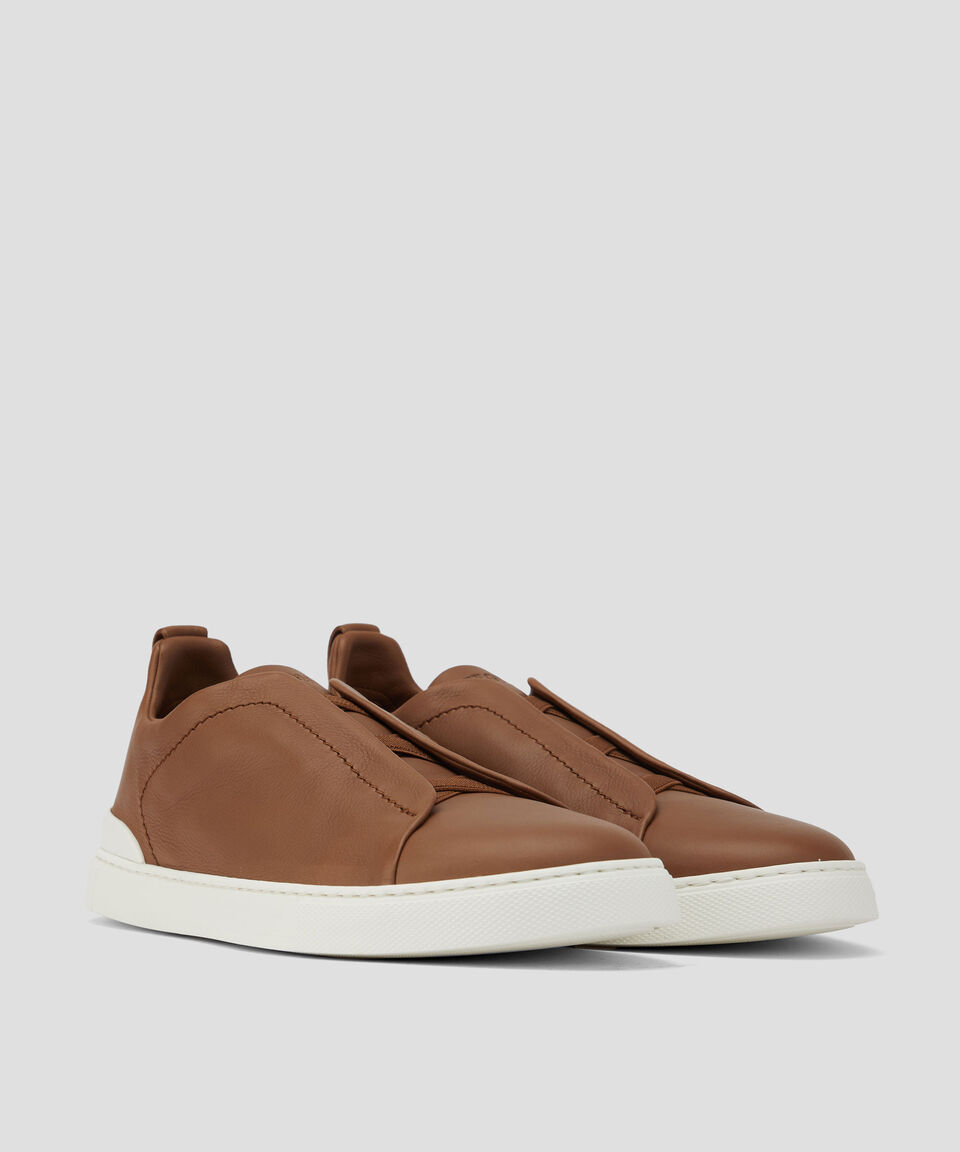 Zegna Tenis casuales en piel Triple Stitch Hombre Liquidación