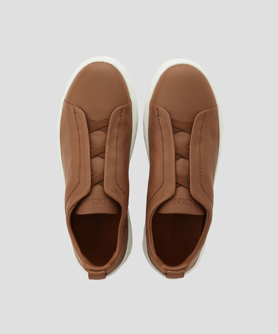 Zegna Tenis casuales en piel Triple Stitch Hombre Liquidación