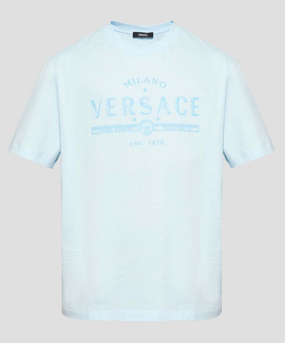 Versace Playera de cuello redondo y manga corta estampada Hombre Últimos 2 días