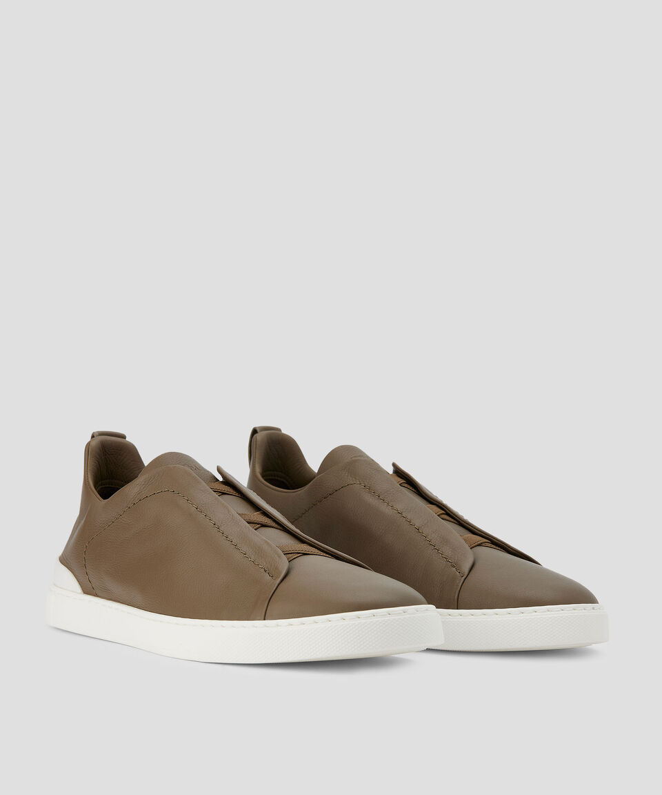 Zegna Tenis casuales en piel Triple Stitch Hombre Superdescuento