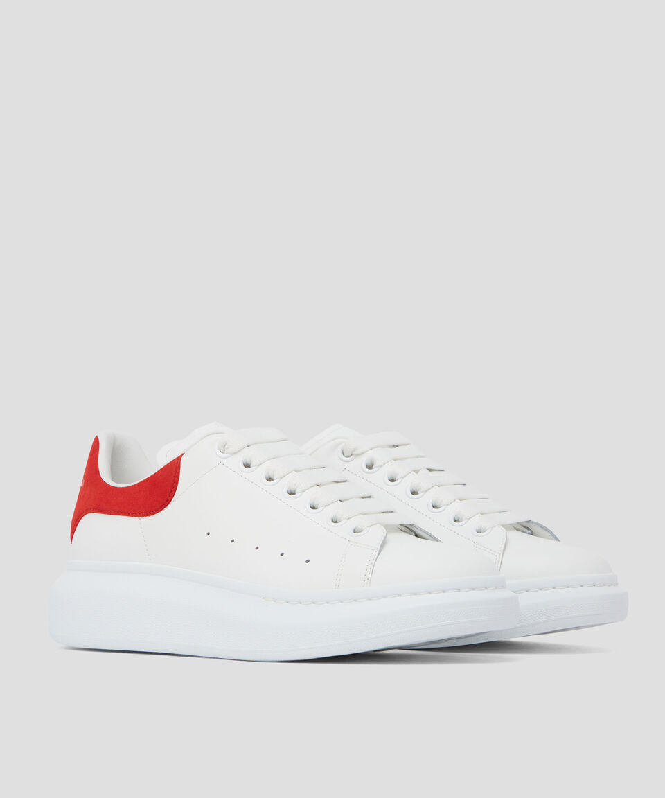 McQueen Tenis casuales con plataforma Oversized Lust Red en piel blancos Hombre Descuento por venta flash