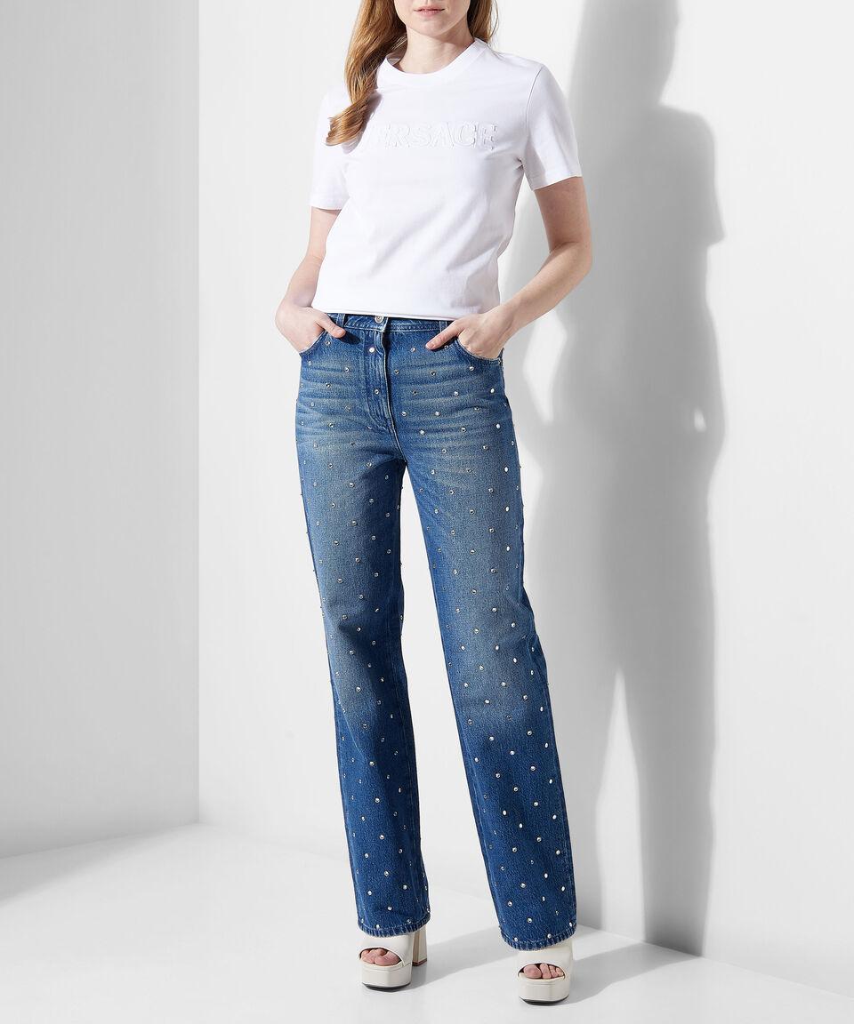 Versace Playera con logo de manga corta Mujer Mejor oferta