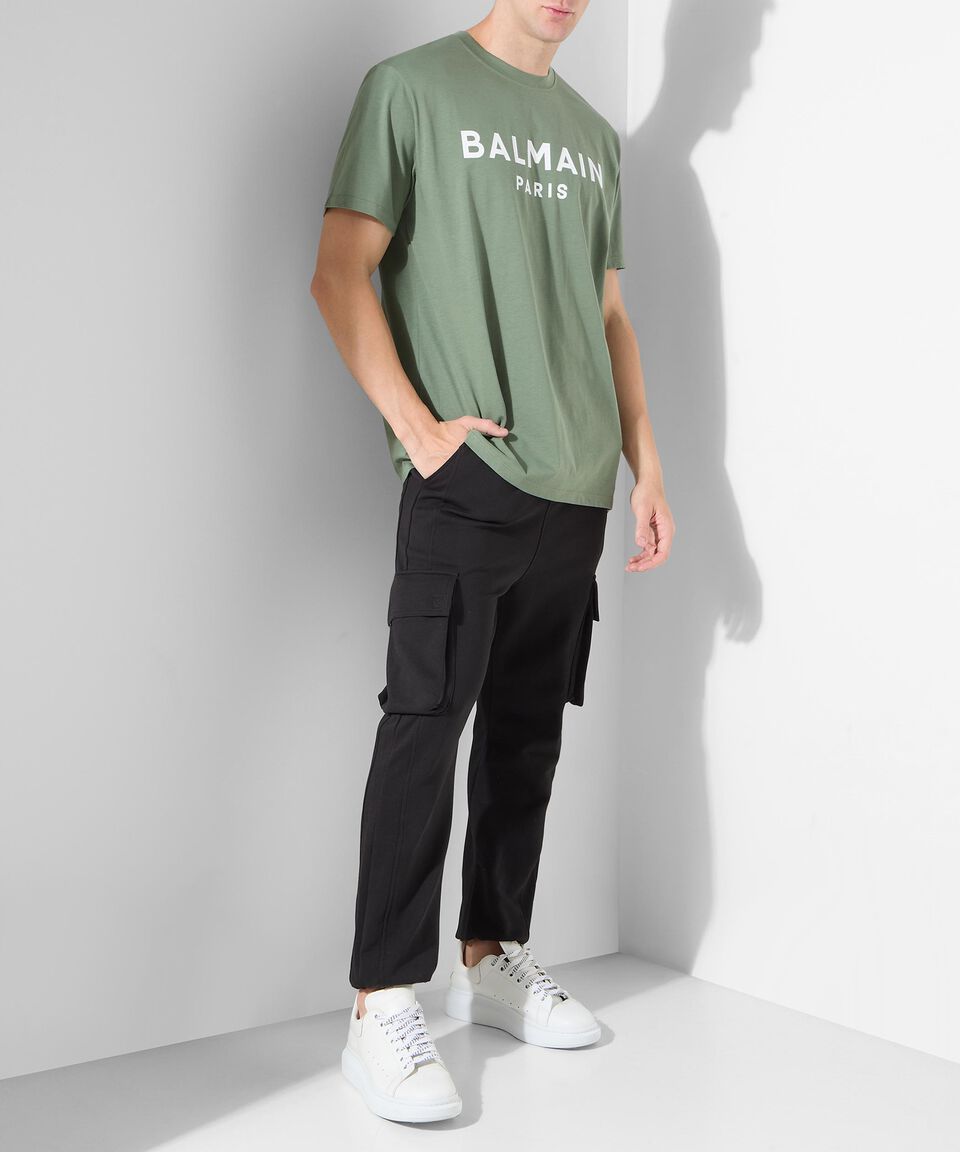Balmain Playera de cuello redondo con manga corta estampada Hombre Últimos 3 días