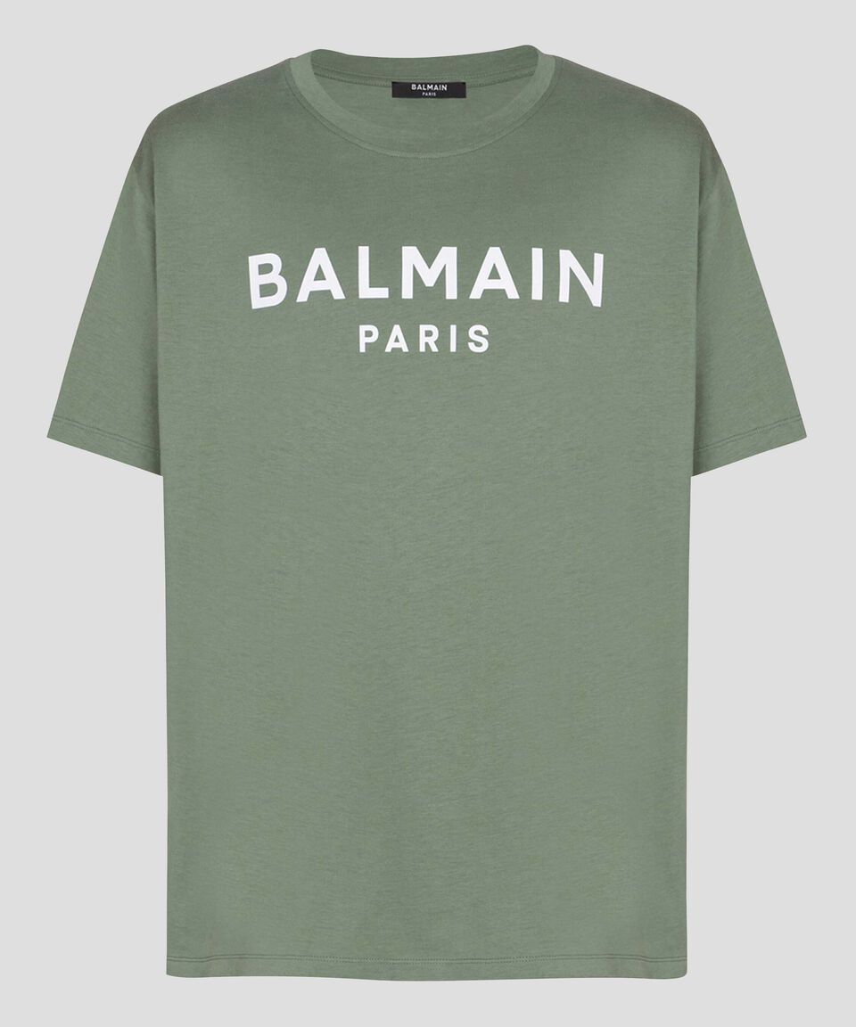 Balmain Playera de cuello redondo con manga corta estampada Hombre Últimos 3 días