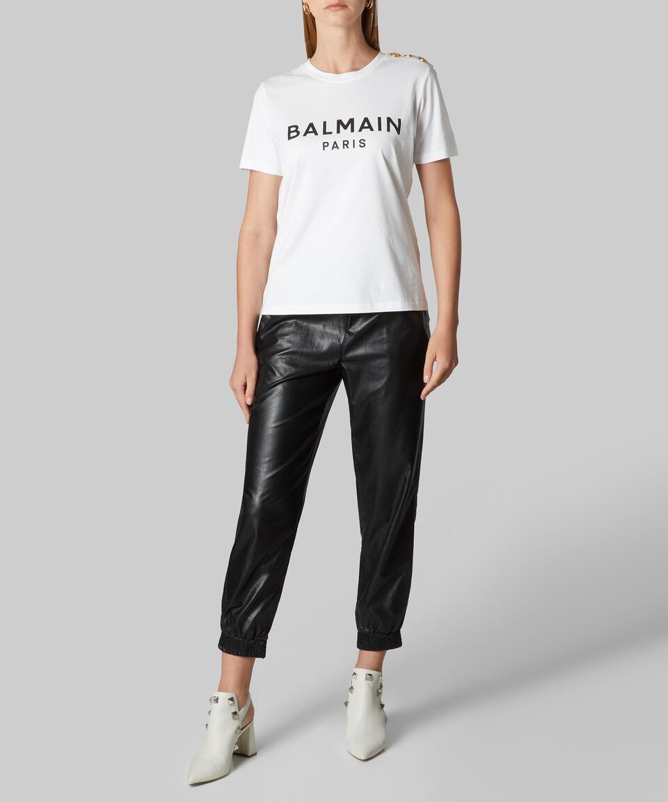 Balmain Playera de cuello redondo con manga corta estampado Mujer Oferta especial de fábrica
