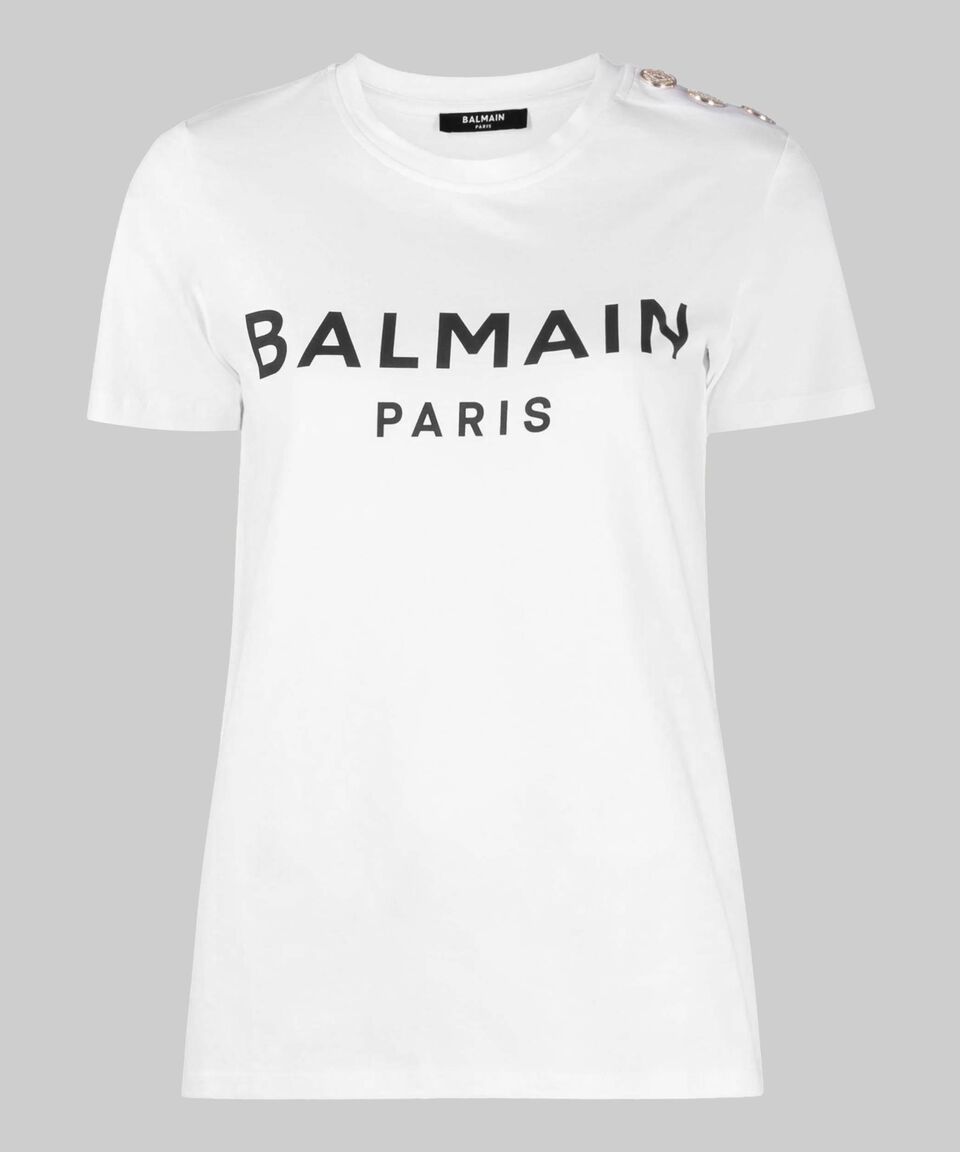 Balmain Playera de cuello redondo con manga corta estampado Mujer Oferta especial de fábrica