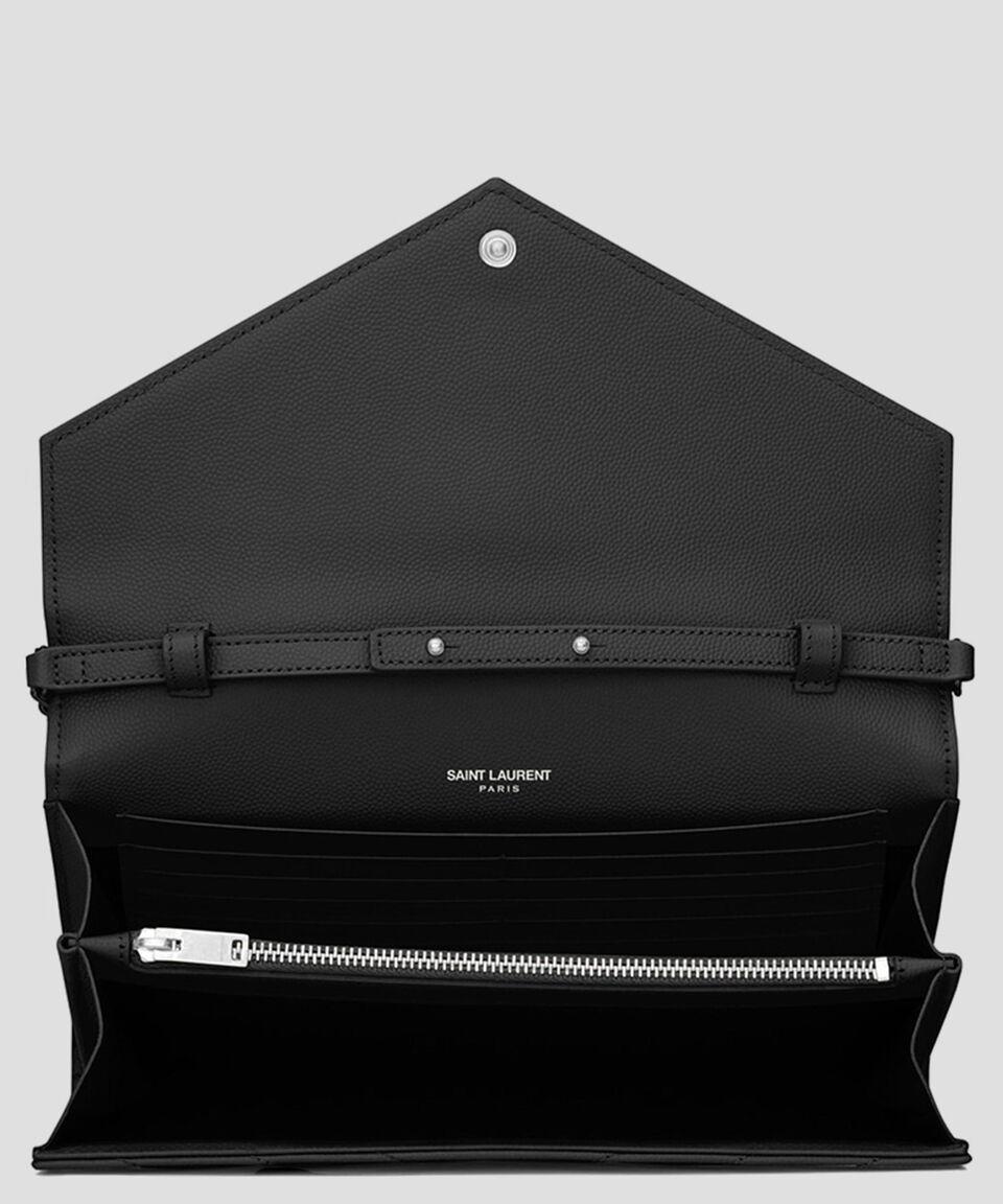 Saint Laurent Paris Cartera en piel con líneas Mujer Ofertas especiales