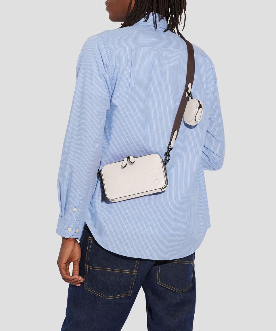 Coach Bolso Crossbody Charter Slim en piel blanco granulado Hombre 2025