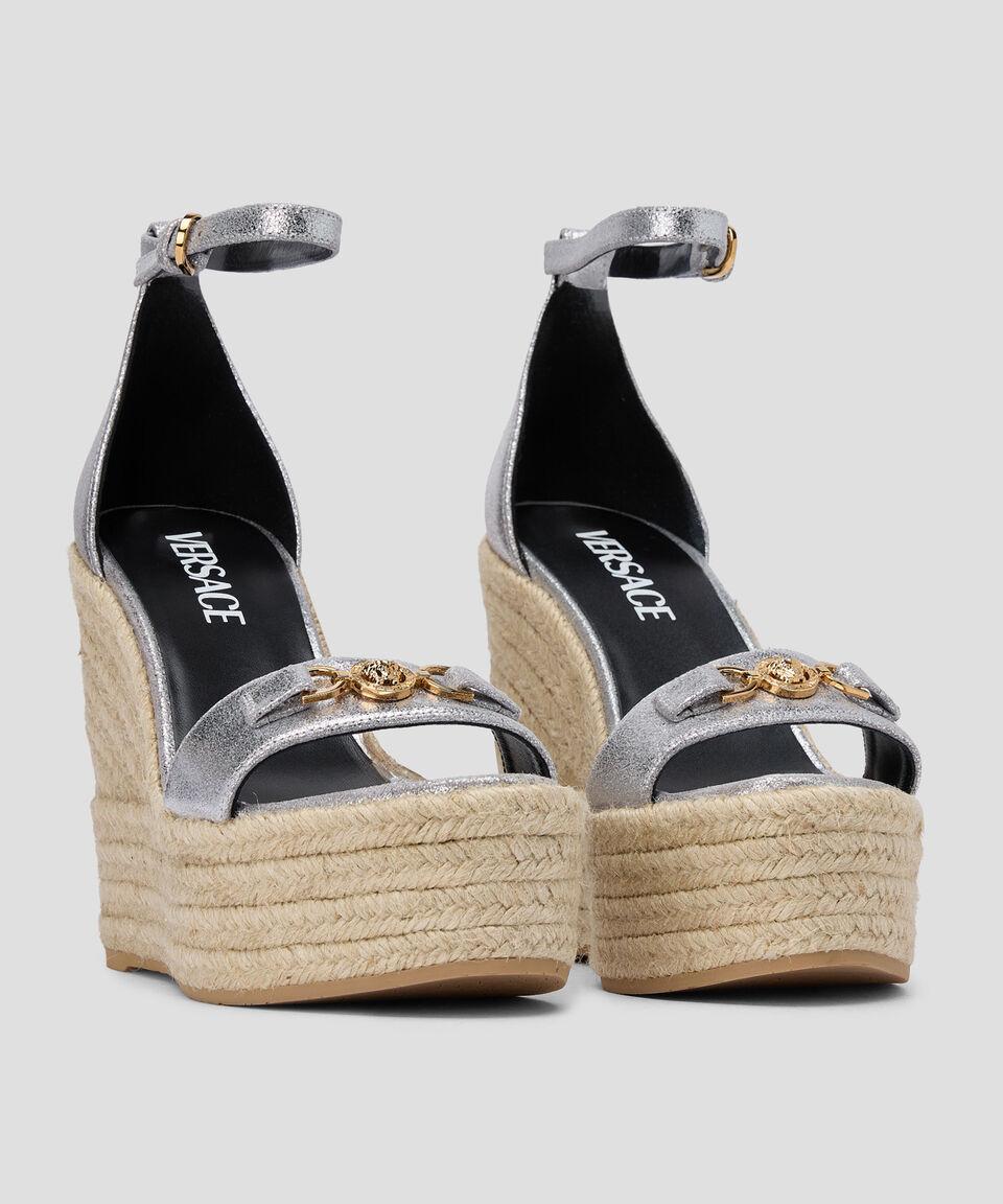 Versace Alpargatas de cuña alta Espadrilles en piel Mujer Rebajas online