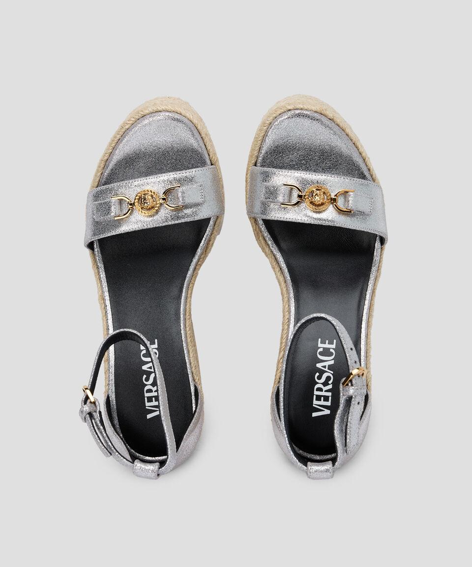 Versace Alpargatas de cuña alta Espadrilles en piel Mujer Rebajas online