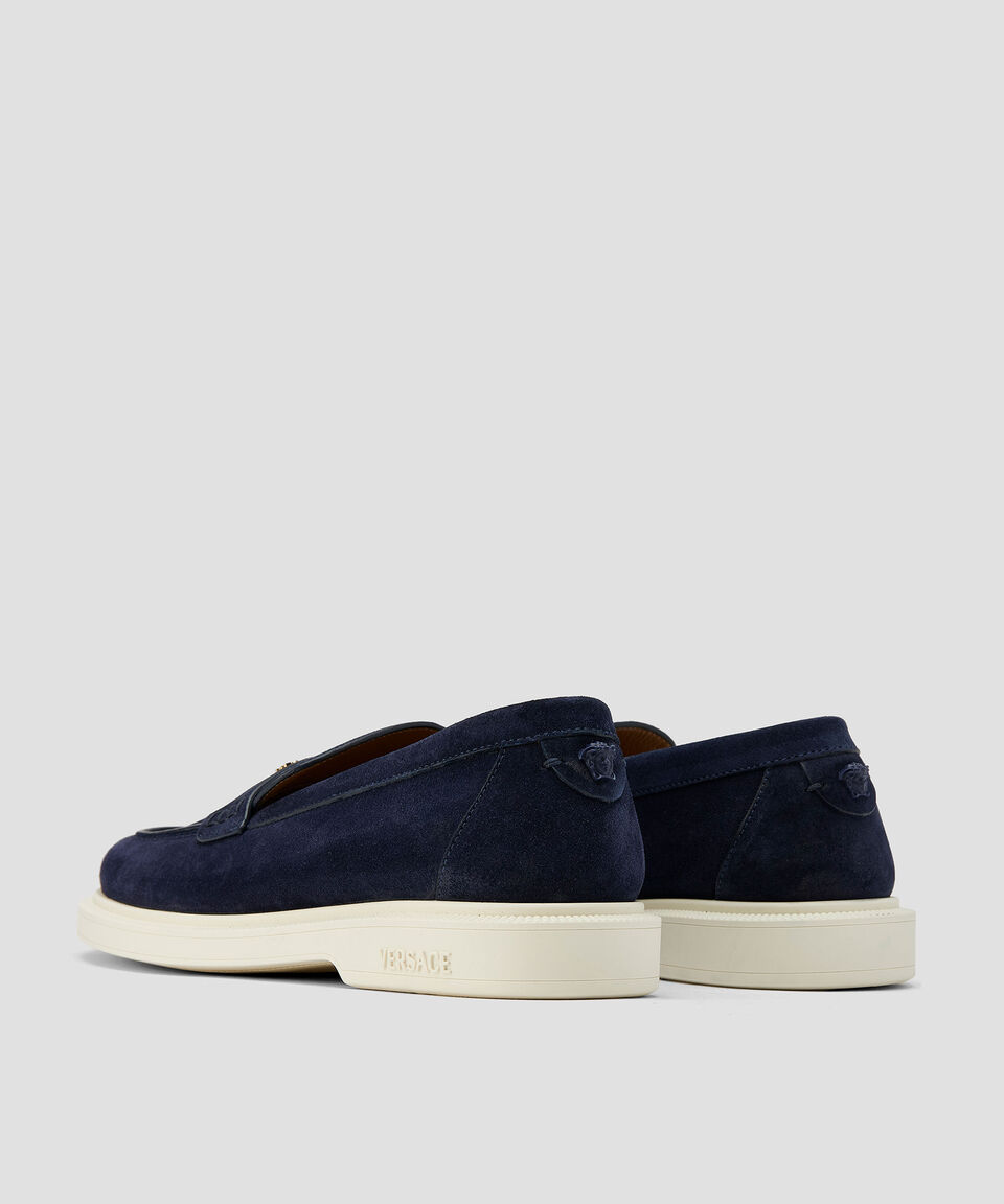 Versace Mocasines en piel gamuza con cinta Hombre Solo hoy