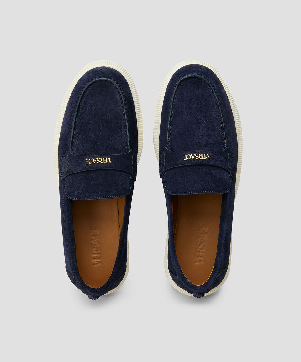 Versace Mocasines en piel gamuza con cinta Hombre Solo hoy