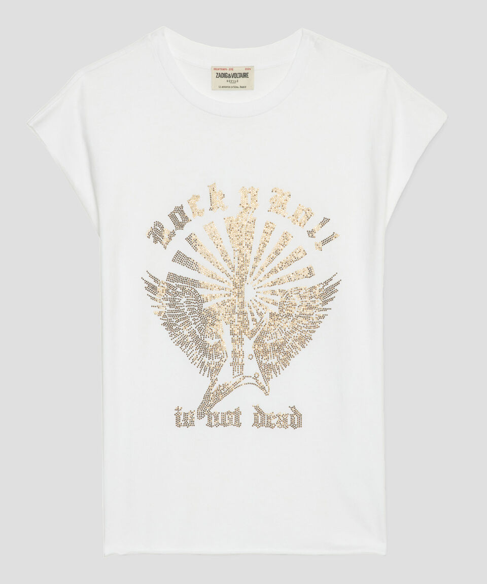 Zadig & Voltaire Playera cuello redondo manga corta con pedrería Mujer Liquidación