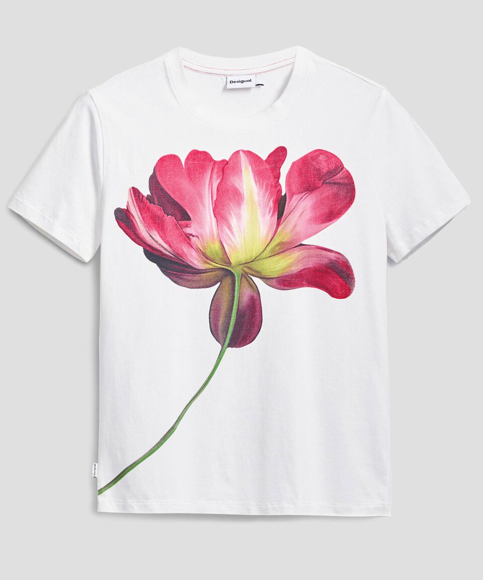 Desigual Camiseta flor grande Mujer Superdescuento