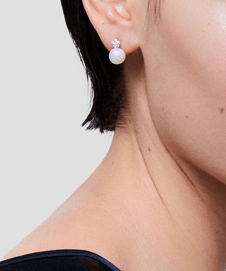 Suarez Aretes en oro blanco de 18 kilates con perla y diamante Mujer Envío internacional gratuito