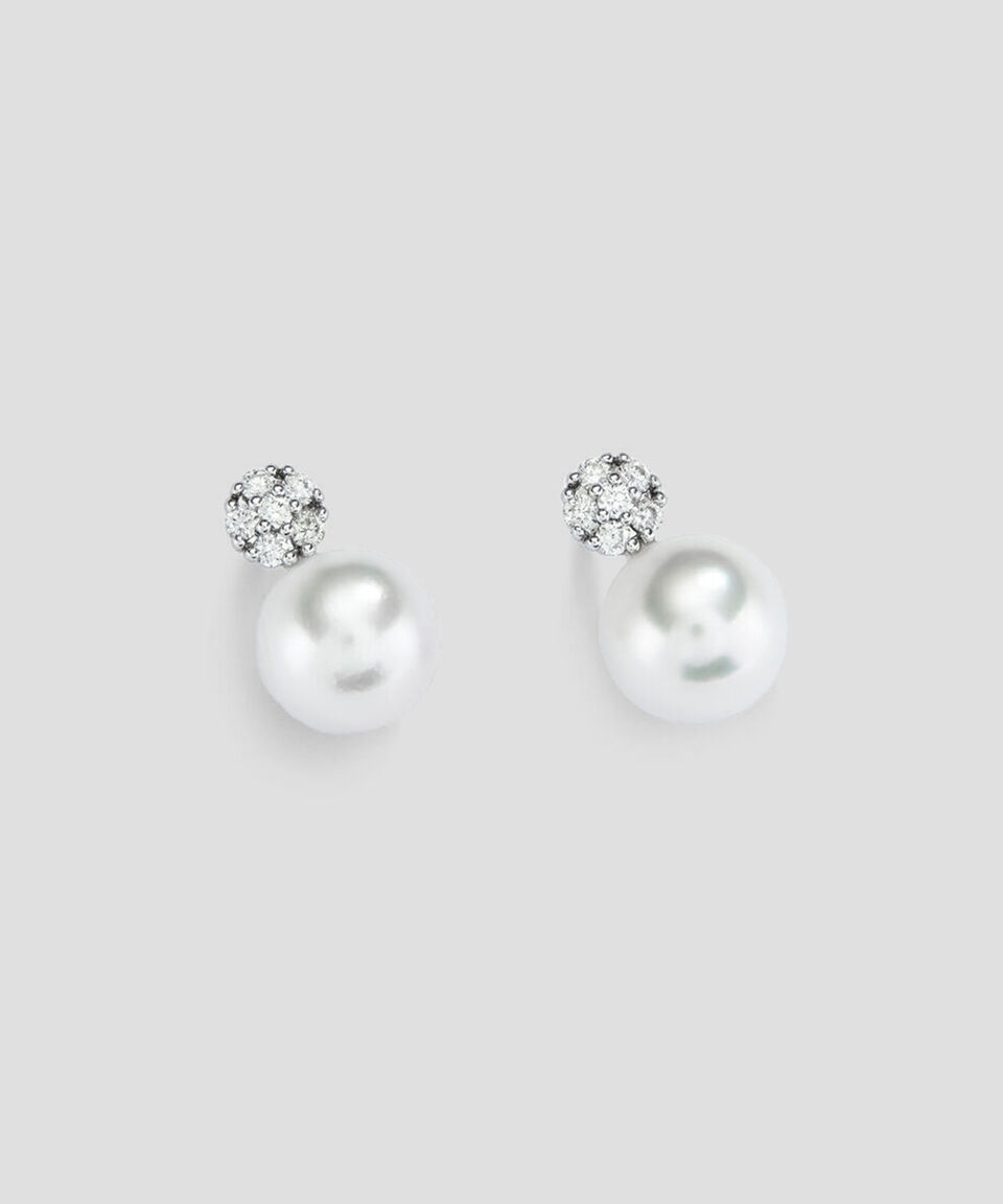 Suarez Aretes en oro blanco de 18 kilates con perla y diamante Mujer Envío internacional gratuito