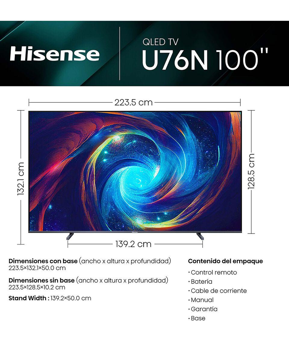 Hisense Pantalla 100" Plana QLED 4K Google TV 100U76N Gran oferta