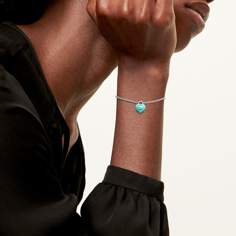 Tiffany & Co. Return to Tiffany™ Pulsera Full Heart de plata de ley con Tiffany Blue® Precio ultrabajo