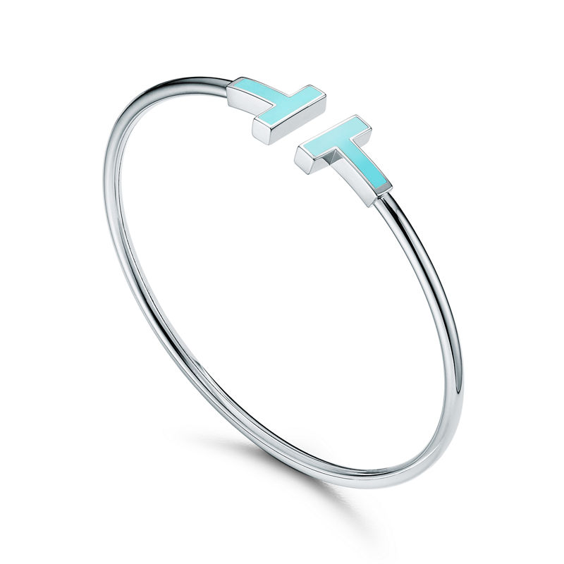 Tiffany & Co. Tiffany T Pulsera Wire de turquesa de oro blanco Devoluciones gratuitas