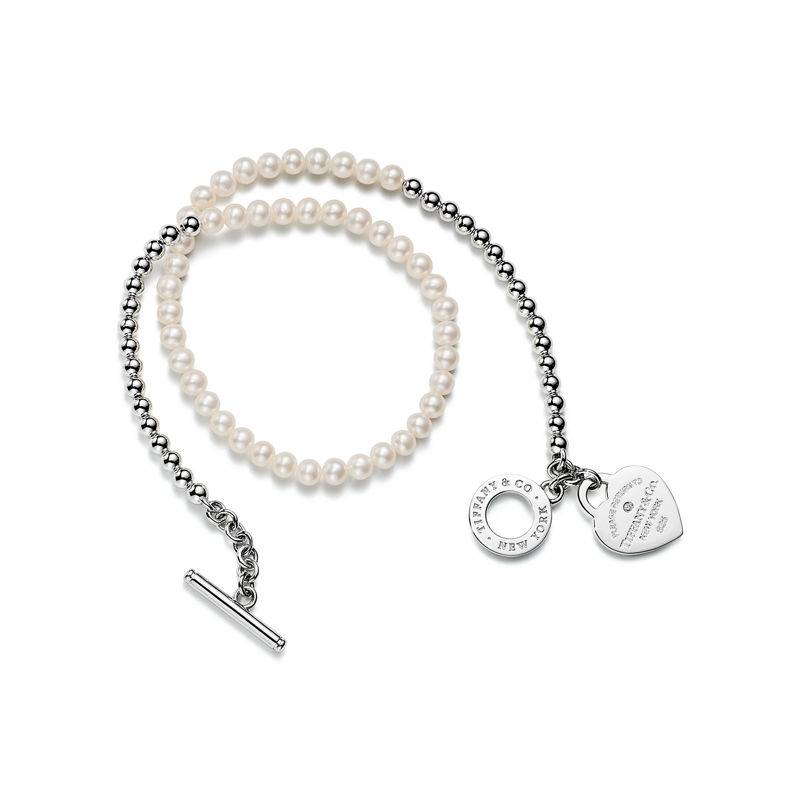 Tiffany & Co. Return to Tiffany™ Pulsera de cuentas de varias vueltas en plata con perlas y un diamante tamaño pequeño Outlet online