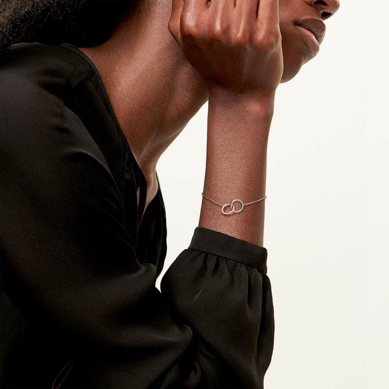 Tiffany & Co. Tiffany 1837™ Pulsera de cadena con círculos entrelazados en plata de ley y oro rosa Rebajas baratas