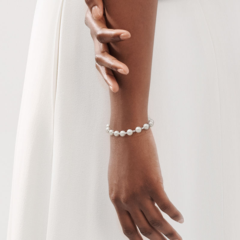 Tiffany & Co. Tiffany HardWear Pulsera de perla en plata 7-8 mm Descuento