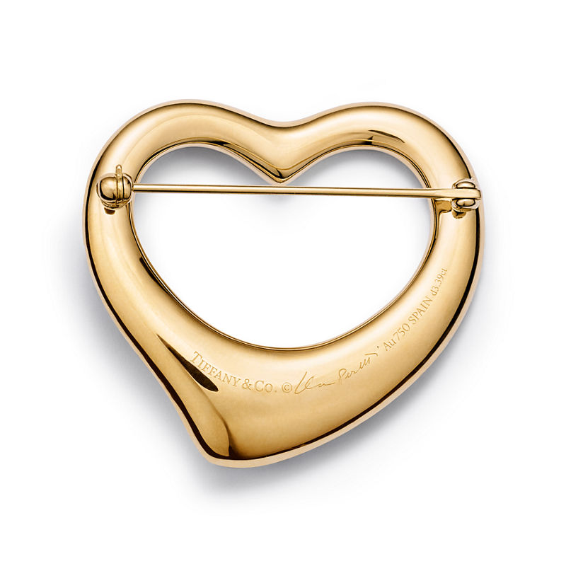 Tiffany & Co. Elsa Peretti® Broche Open Heart de oro amarillo con diamantes en pavé Liquidación