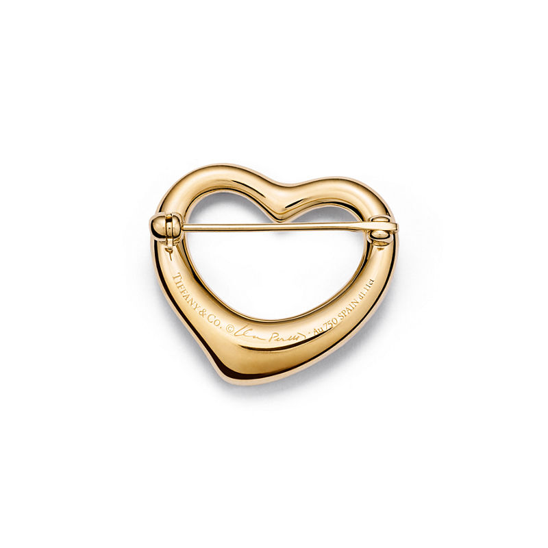 Tiffany & Co. Elsa Peretti® Broche Open Heart de oro amarillo con diamantes en pavé Rebajas top