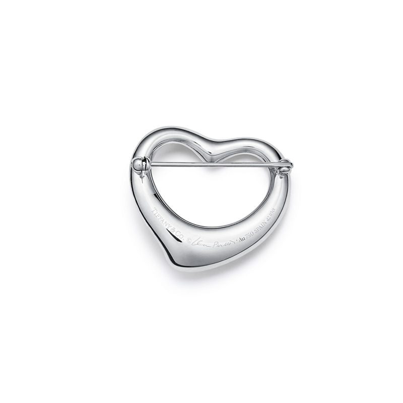 Tiffany & Co. Elsa Peretti® Broche Open Heart de platino con diamantes en pavé Oferta especial